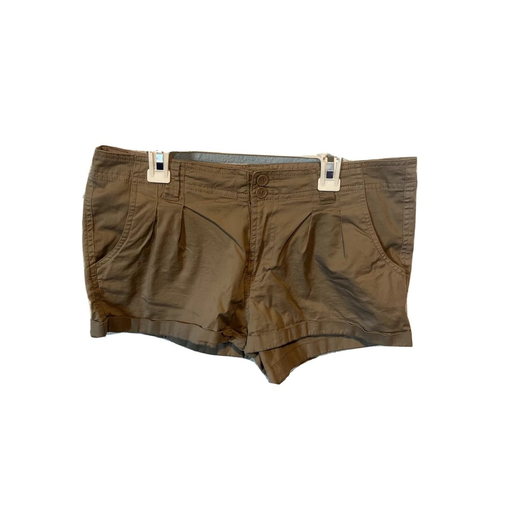 PAPAYA WOMENS SHORTS SIZE M BROWN‎ PLEATED FRONT CUFFED BUTTON UP W/POCKETS BO